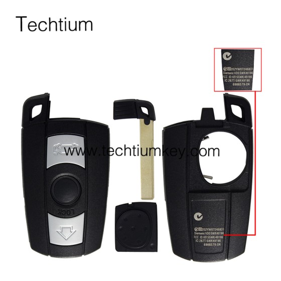 with words on back 3 button remote key shell for BMW 5 series